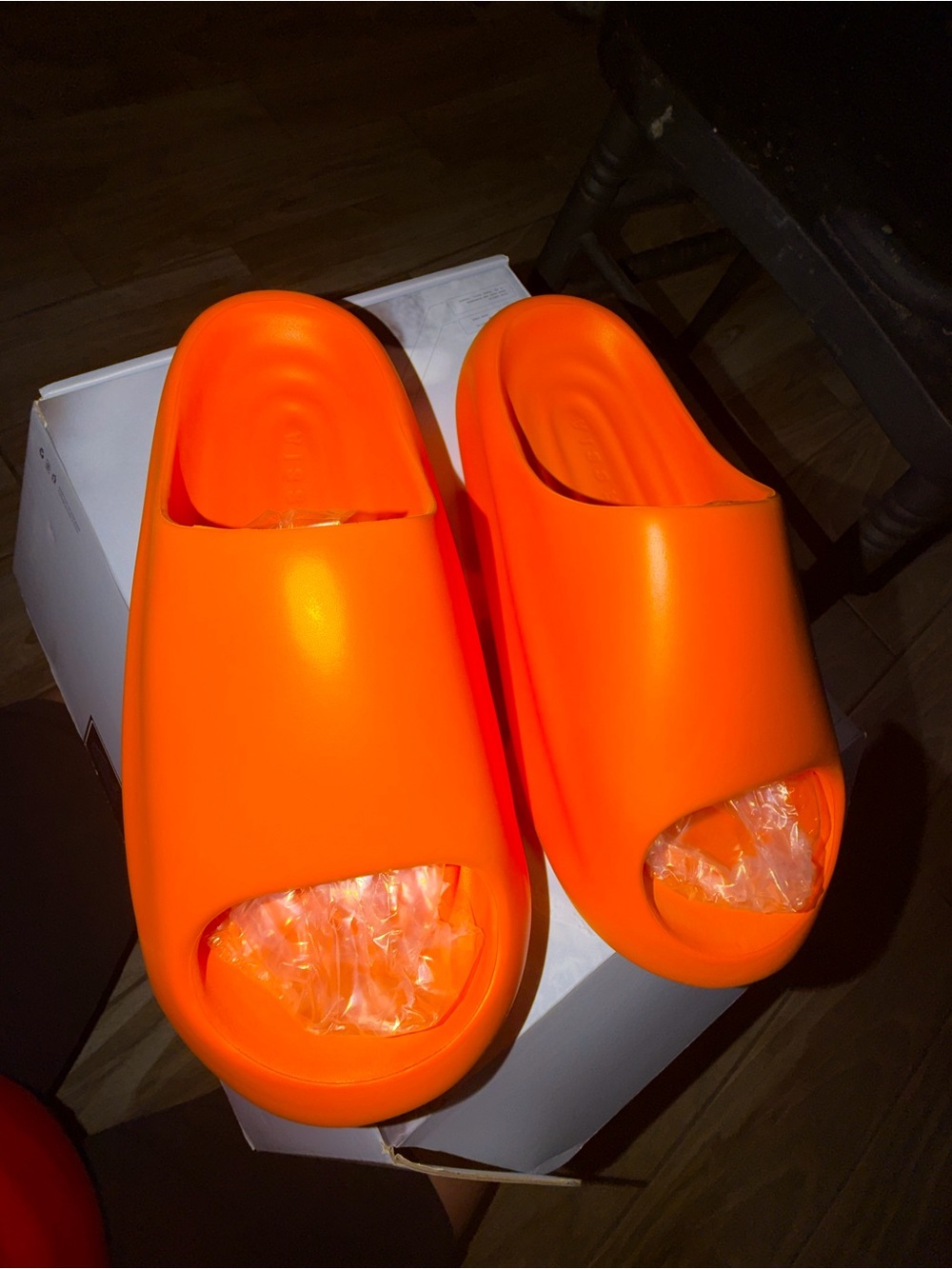 men’s  Bright Orange Slide Sandals
